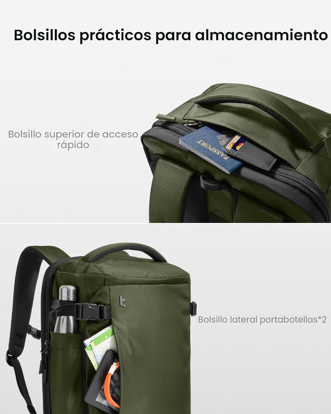 Mochila de viaje tomtoc, equipaje de mano aprobado para vuelos y co...