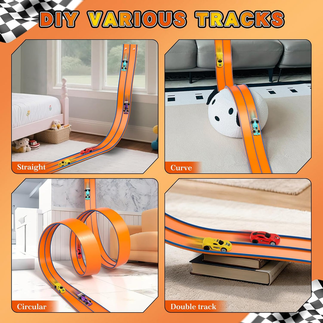 Flex Tracks - Pista de carreras flexible de 15 pies para