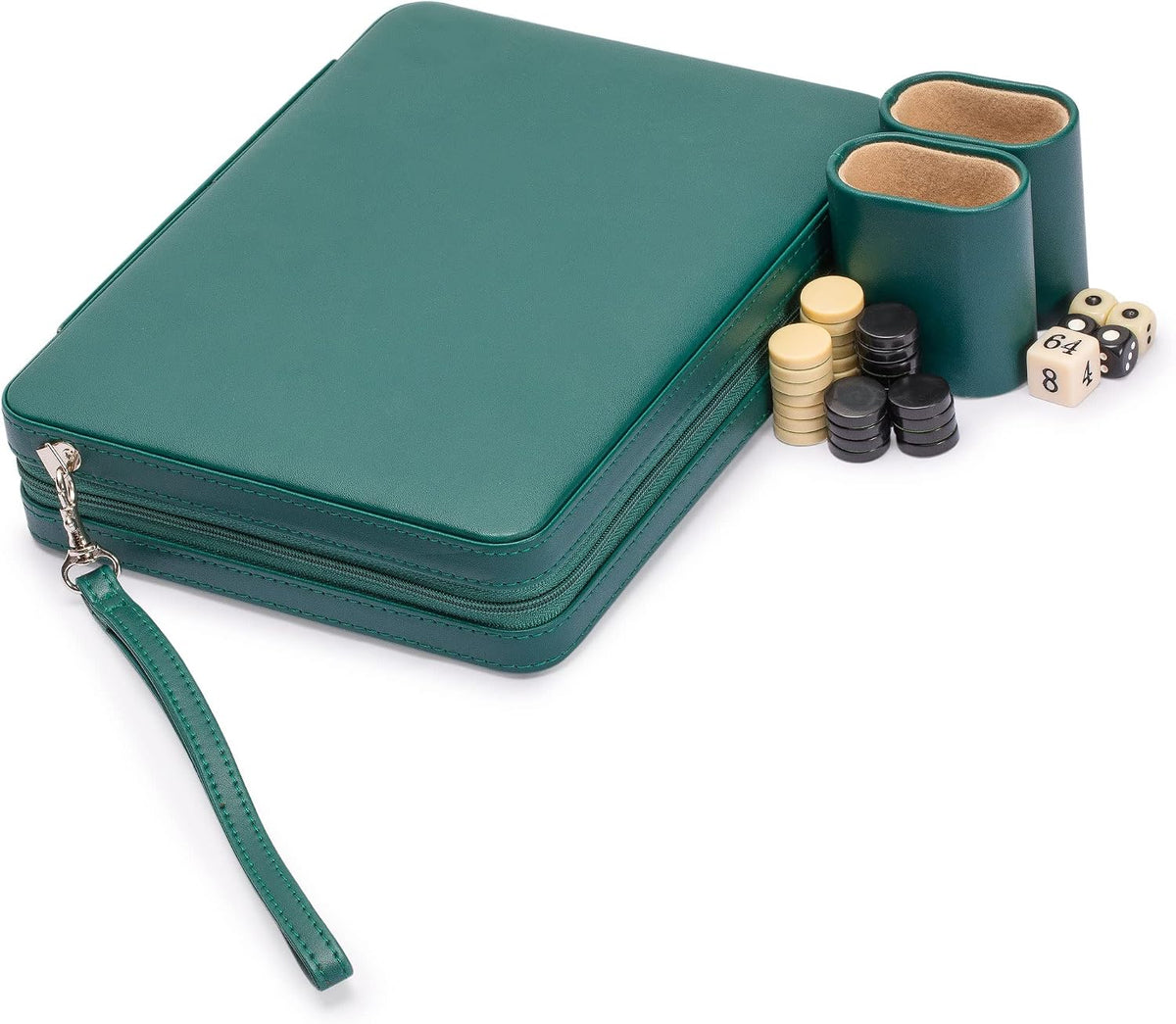 Yellow Mountain Imports Juego de Backgammon Mini Tamaño de Viaje, Izmir - Fichas Magnéticas y Tablero de 9 Pulgadas en Elegante Estuche de Cuero Sintético - Juego de Mesa de Estrategia Clásico