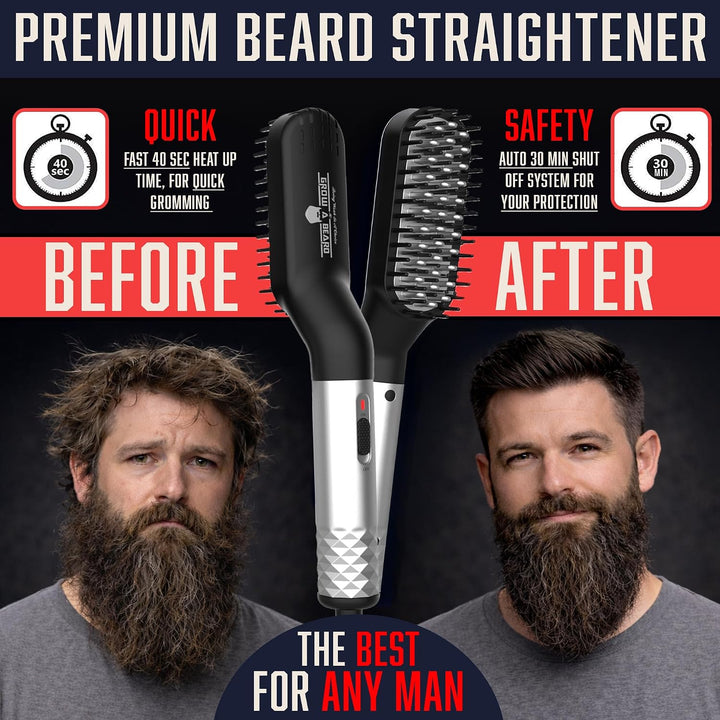 Kit de aseo alisador de barba para hombres, kit de crecimiento de b...