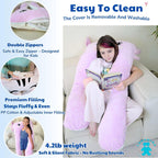Axolotl - Almohada corporal para niños, 47 pulgadas, almohada de felpa suave de felpa larga en forma de U para niños, dormir, leer, TDAH y necesidades especiales, comodidad, ansiedad, funda lavable, acurrucarse divertido para niños y niñas
