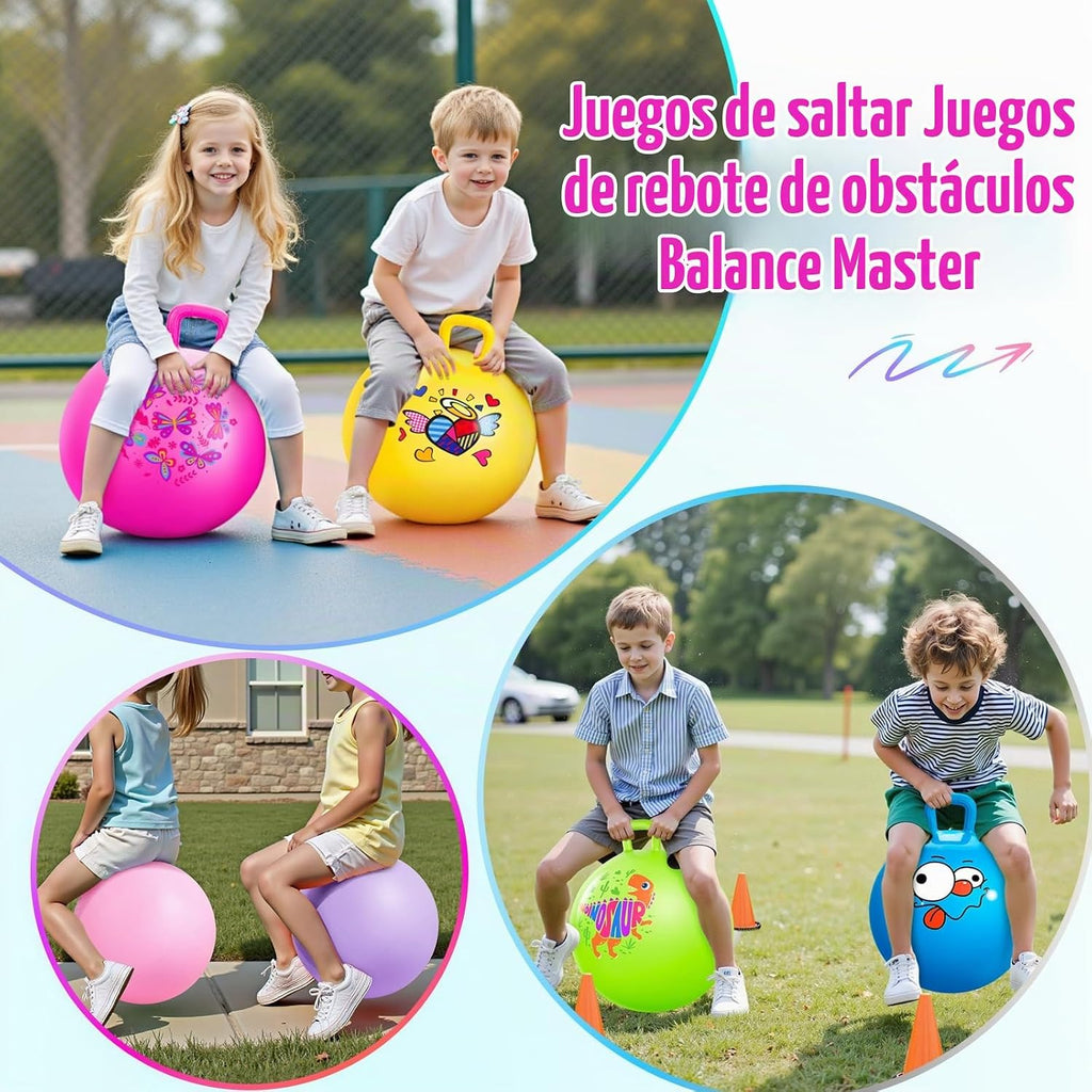 6 bolas de tolva para niños de 3 a 8 años, pelota inflable de 18 pulgadas con asa, juguetes para sentarse en saltar para deportes, escuela, juego activo en equipo, regalos para interiores y exteriores para niñas de 3 a 8 años, con bomba