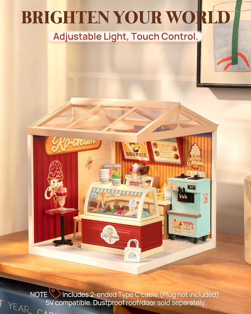 Rolife Super Creator DIY Juego de construcción de casas de plástico en miniatura Tienda de helados