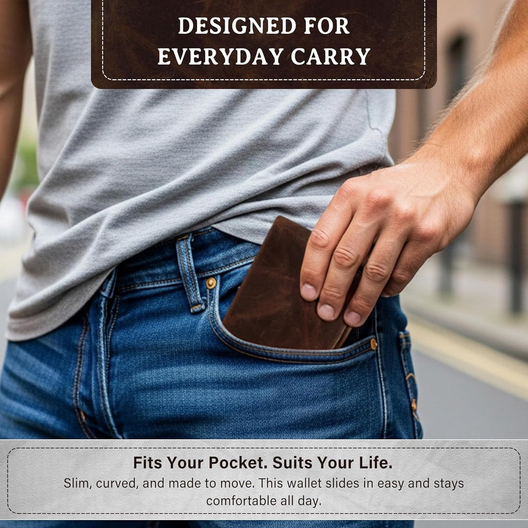 ROGUE WALLET Cartera Curva para Bolsillo Frontal, Marrón desteñido