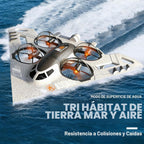 Drone RC 3 en 1 para Land Sea Air, avión de control remoto H20 con luces frías, giro de 360°, 3 modos de conducción y protección contra colisiones, juguete de espuma RC Drone regalo para niño y niña, plateado