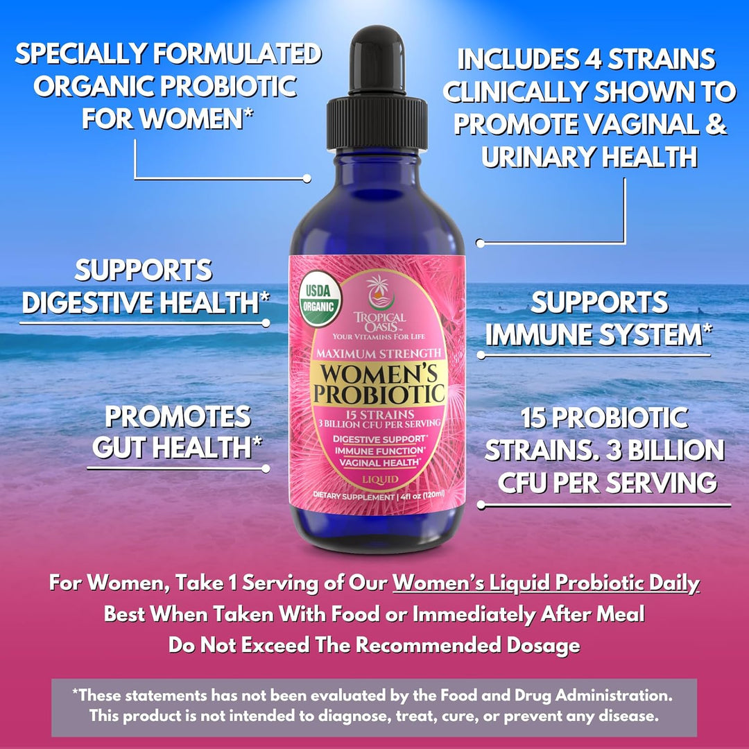 Probiótico Líquido Orgánico USDA para Mujeres | Equilibrio de pH, U...