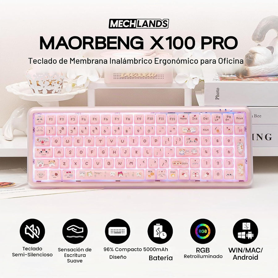 MechLands X Maorbeng X100 PRO - Teclado de membrana para juegos con...
