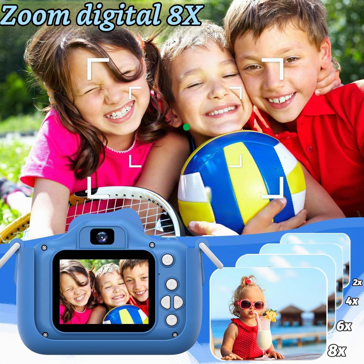 Juguetes de cámara selfie para niñas de 3 a 9 años, juguete de cámara de video digital con cubierta protectora, regalos de festival de cumpleaños de Navidad para niñas de 3 a 9 años