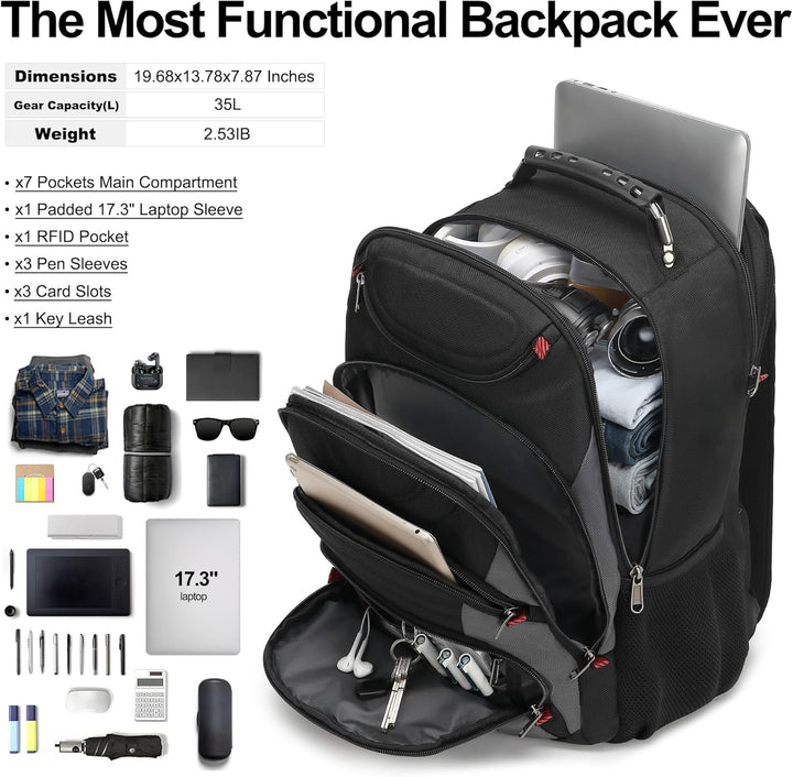 Mochila para laptop Boavan para hombres (Negro, 15.6), Negro y gris...