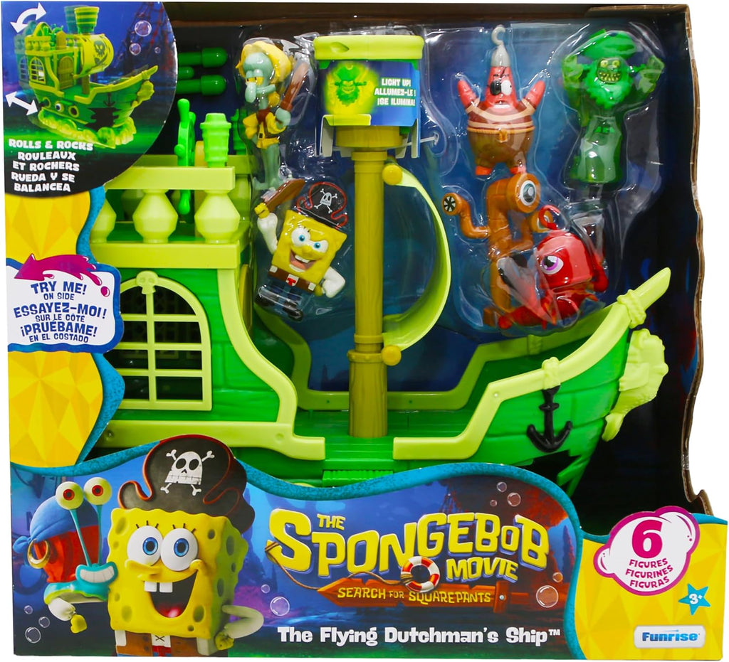 Spongebob Squarepants Movie: Search para Squarepants - Flying Dutchman’s Ship Playset con 6 Exclusive Figures, Lights, Motion & Hidden Features para Kids Ages 3+
