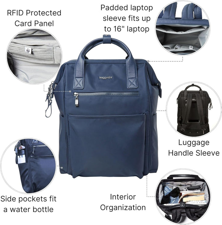 Baggallini Mochila Soho para mujer, Azul marino (French Navy), tall...