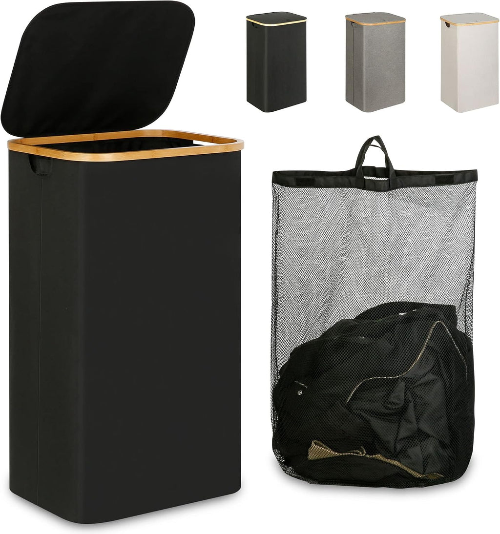 IEGrow Cesta de lavandería con tapa,Cesta de lavandería de 110L con bolsas