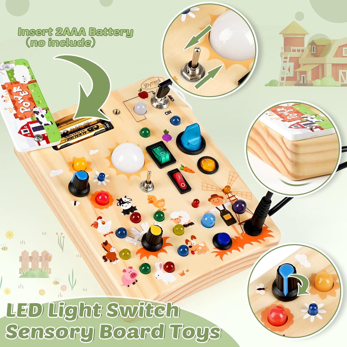 Joyreal Tablero de madera para niños pequeños - Juguetes Montessori para