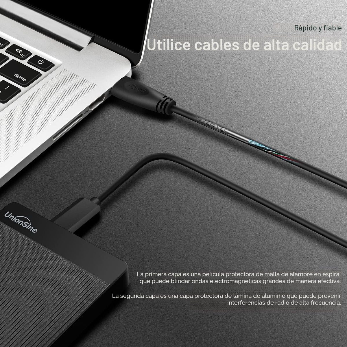 UnionSine - Disco duro externo portátil ultradelgado de 1 TB, HDD,...