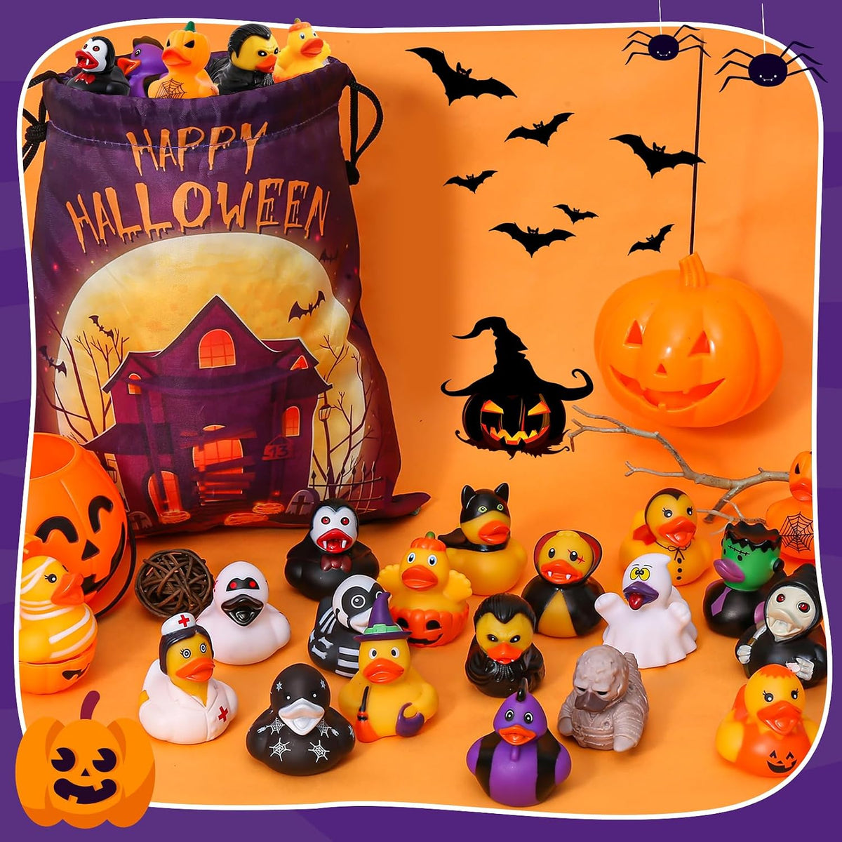 24 patos de goma de Halloween a granel con bolsa para Jeep Ducking Party