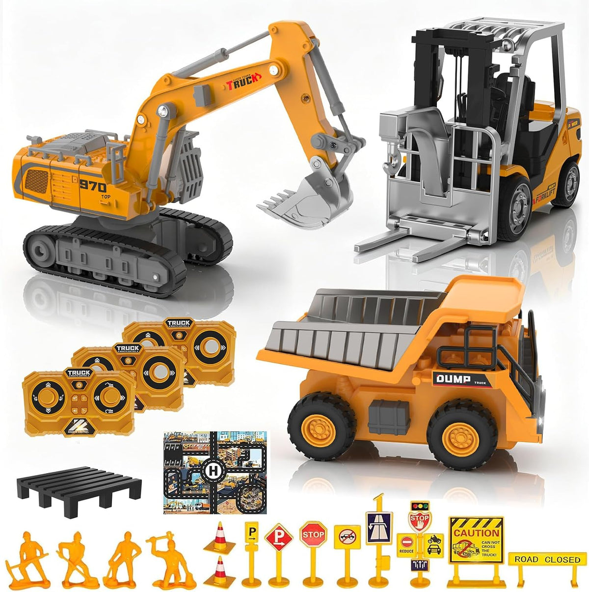 Mini vehículos de construcción RC 1:64 carretilla elevadora excavadora