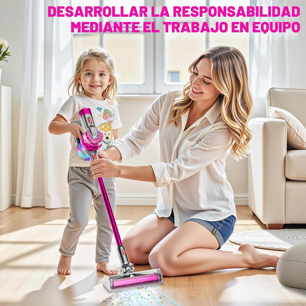 Aspiradora de juguete 4 en 1 para niños (rojo rosa)