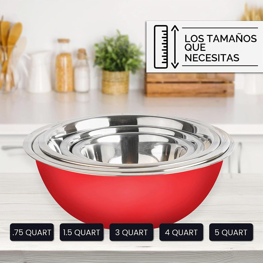 Juego de cuencos de acero inoxidable, 5 piezas para preparación de