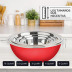 Juego de cuencos de acero inoxidable, 5 piezas para preparación de