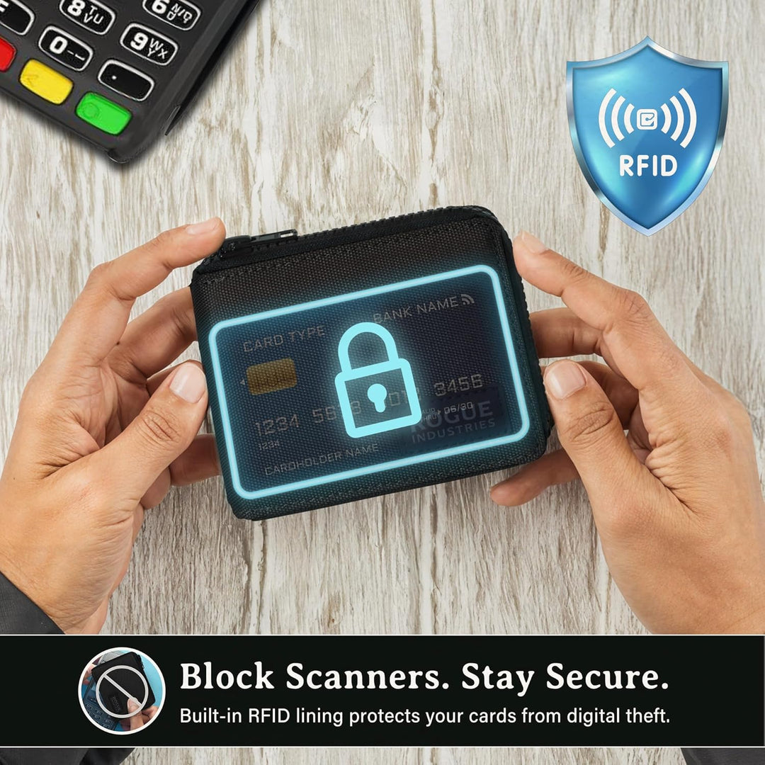 ROGUE WALLET Carteras interiores de piel auténtica para hombres, co...