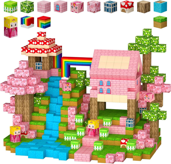Uucoco Bloques magnéticos de 100 piezas, juego de mundo forestal de...