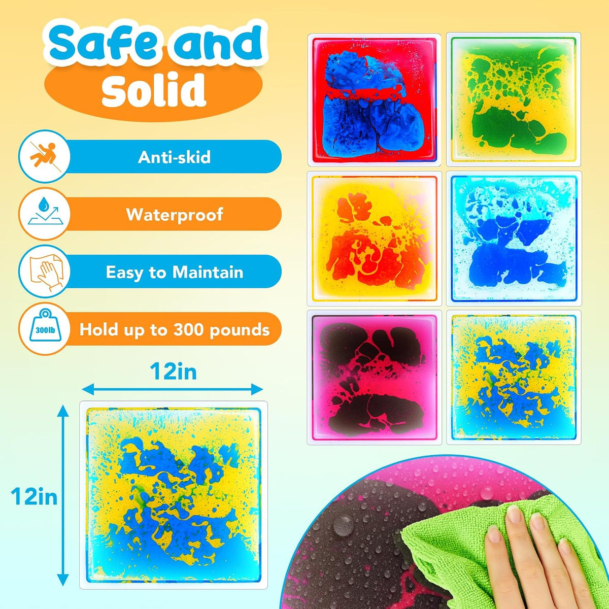 Azulejos sensoriales para niños pequeños: paquete de 6 tapetes