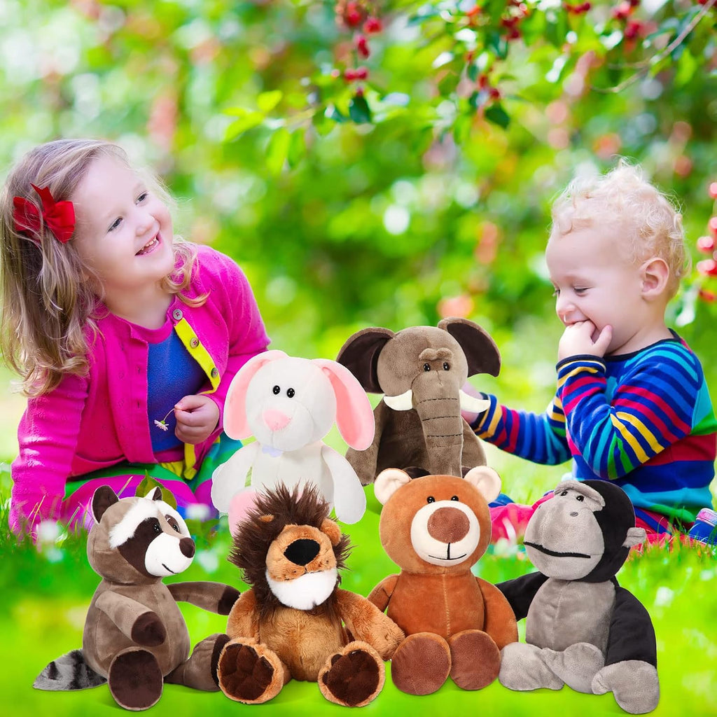 Lenwen - Juego de 24 animales de peluche de la selva de 10 pulgadas