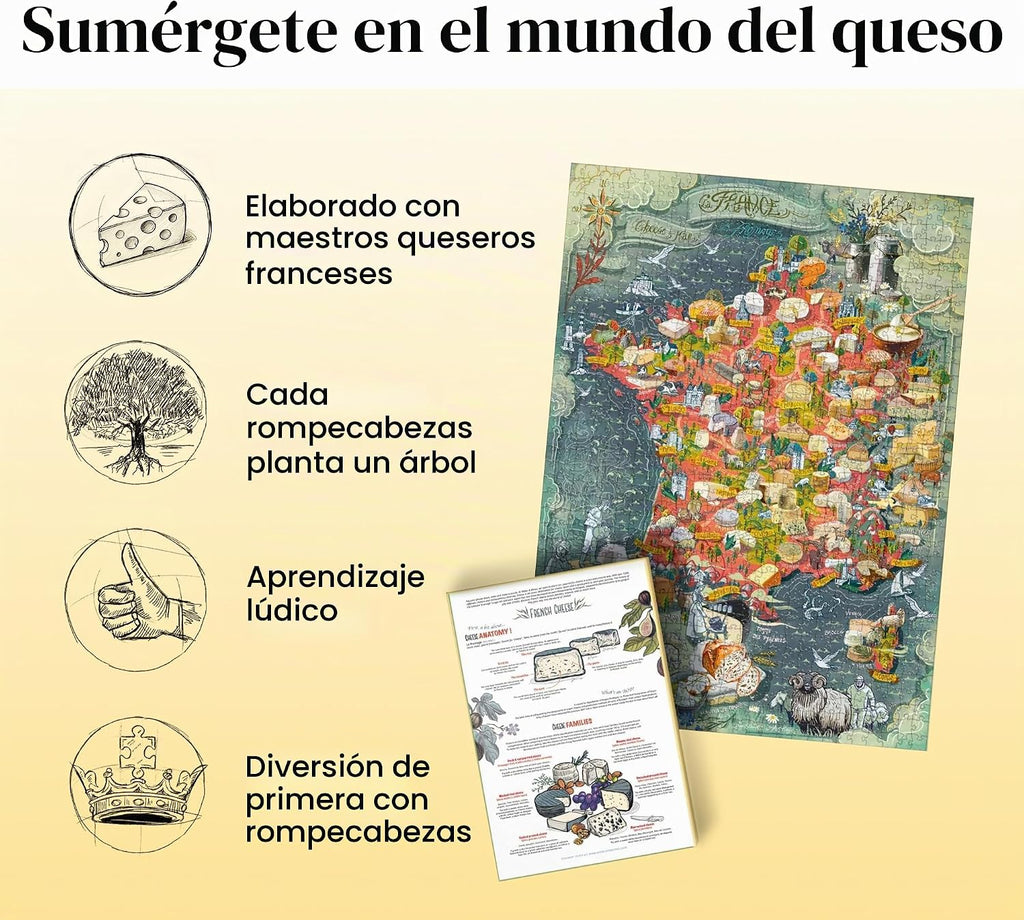 Water & Wines Puzzle de queso Francia - Regalo de 1000 piezas para los
