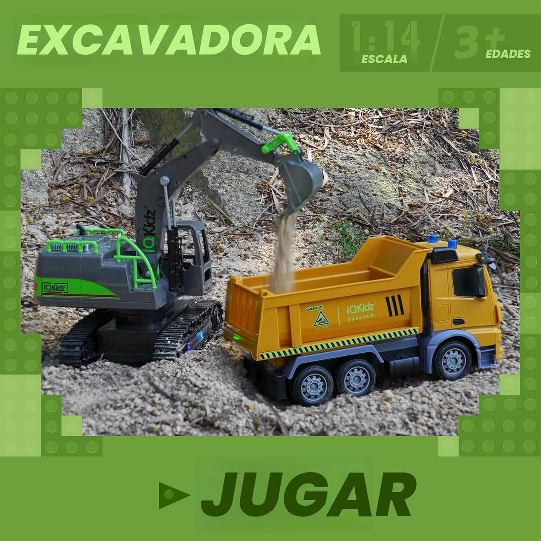 IQKidz - Juguetes de excavadora con control remoto para niños de 4...