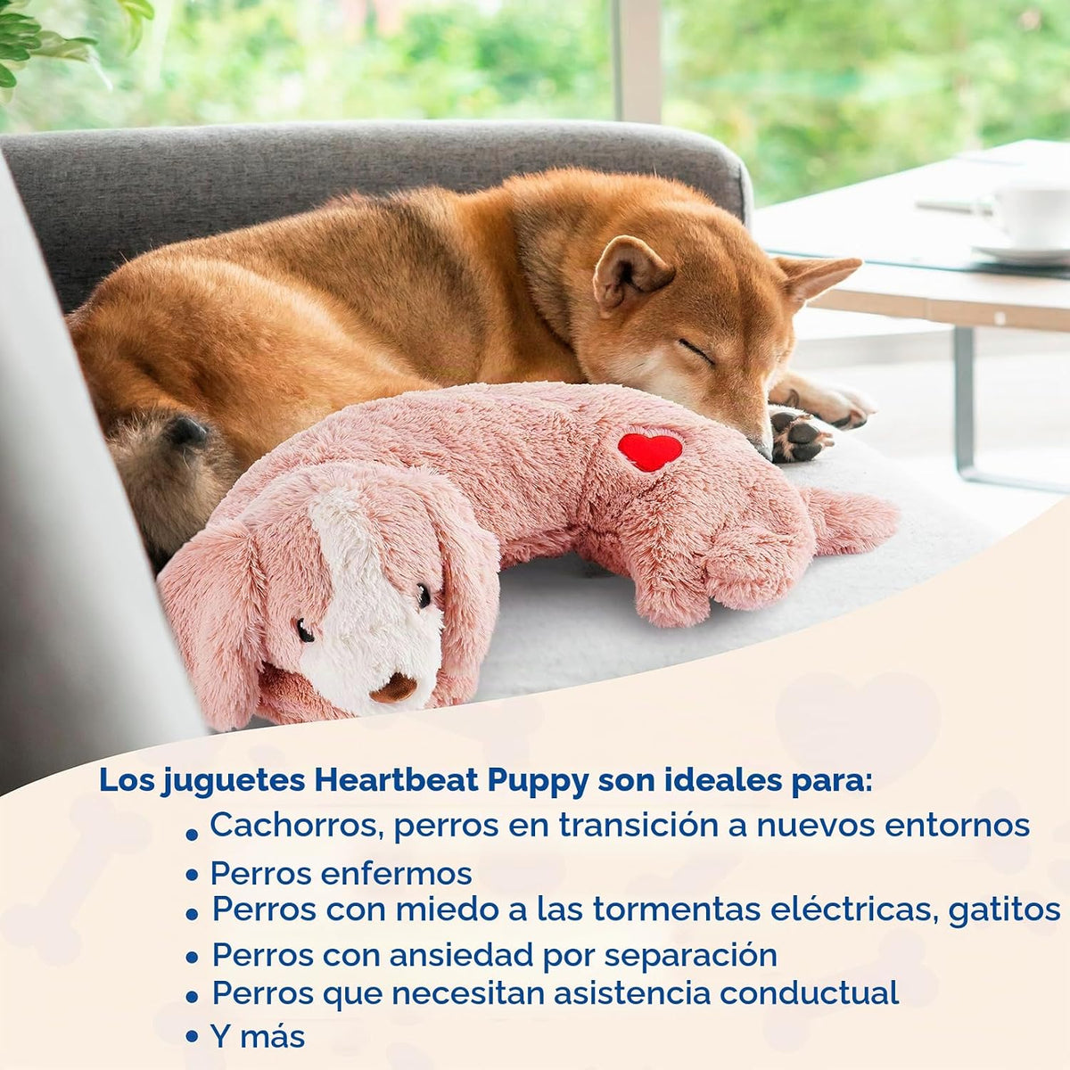 Moropaky Juguete de Latidos del Corazón para Cachorro, Juguete de Peluche para Cachorro para Ayuda en la Calma del Perro, Juguete de Latidos del Corazón para Cachorro para Alivio de la Ansiedad de