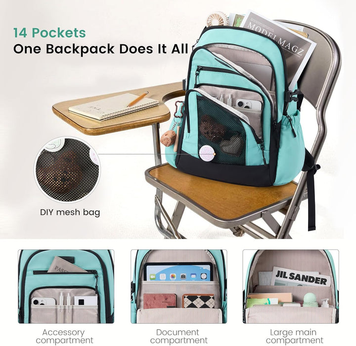 LOVEVOOK Mochila para laptop para mujer con portavasos grande, bols...