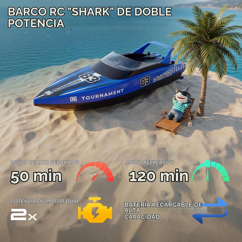 BEZGAR 2 paquetes de 10 pulgadas 15 KPH Fast RC Shark Barcos para niños