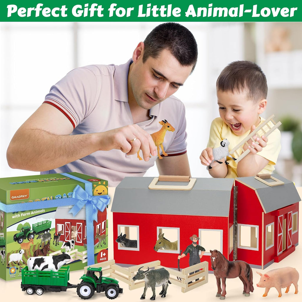 Juguetes de granero de madera para niños pequeños de 3, 4 y 5 años, juguetes de animales de granja para niños y niñas