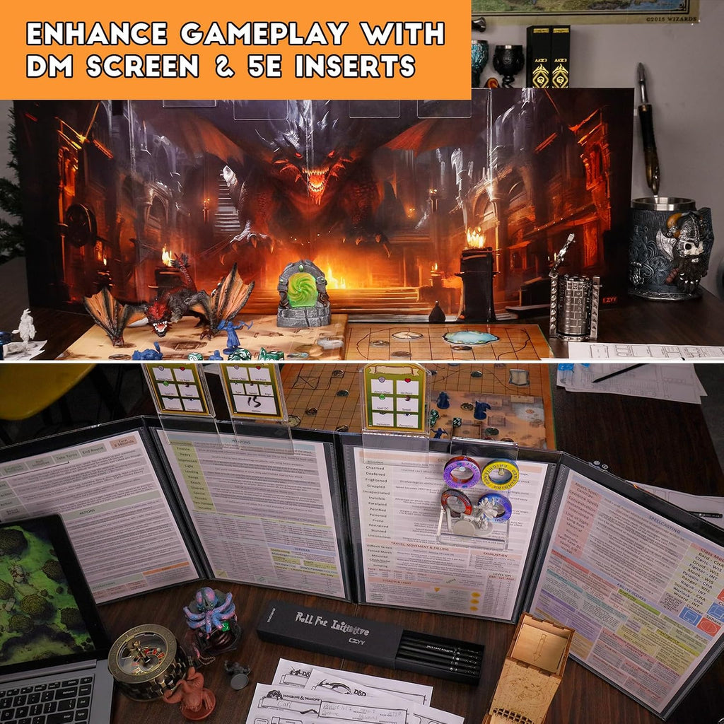 CZYY RPG Starter Set, Foldable Battle Mat, DM Screen, Game Tokens & Dice