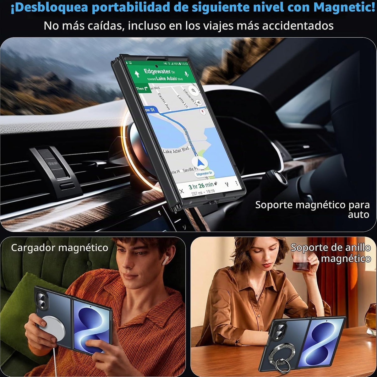 Funda magnética para Z Fold 8, funda para Samsung Galaxy Z Fold 8 [compatible con MagSafe] translúcida mate de grado militar, resistente protección a prueba de golpes, funda rígida para