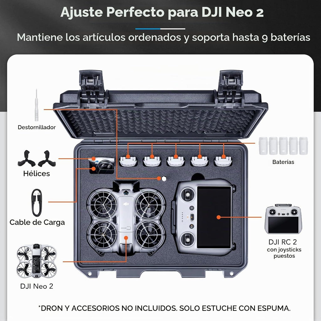 Lykus Titan N220 - Carcasa rígida impermeable para DJI Neo 2 y DJI RC2