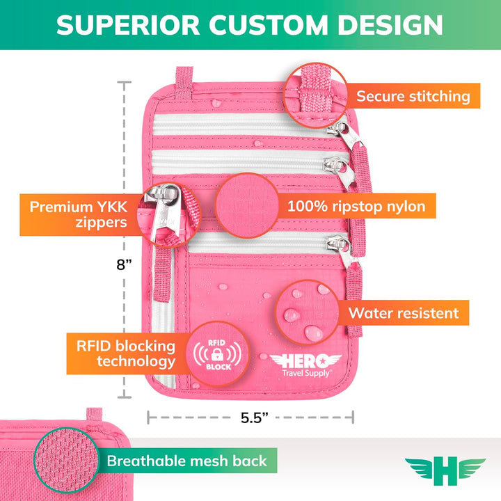 Cartera de Cuello HERO \u2013 Portapasaporte con Bloqueo RFID \u201...