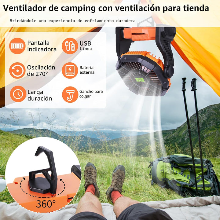 TDLOL Ventilador portátil a batería recargable, ventilador de campi...