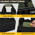 Bolsa de Herramientas Grande de 18 Pulgadas, Organizador de Almacenamiento de Caja de Herramientas Portátil de 16 Bolsillos, Bolsa de Herramientas Táctica Resistente con Cremallera Grande, Caja de