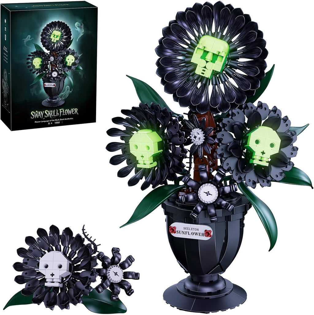 Kit de construcción de girasol de calavera gótica, regalo de decoración de