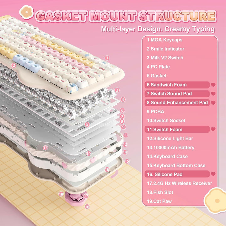 YUNZII Teclado mecánico inalámbrico C98 con teclado numérico, 99 te...