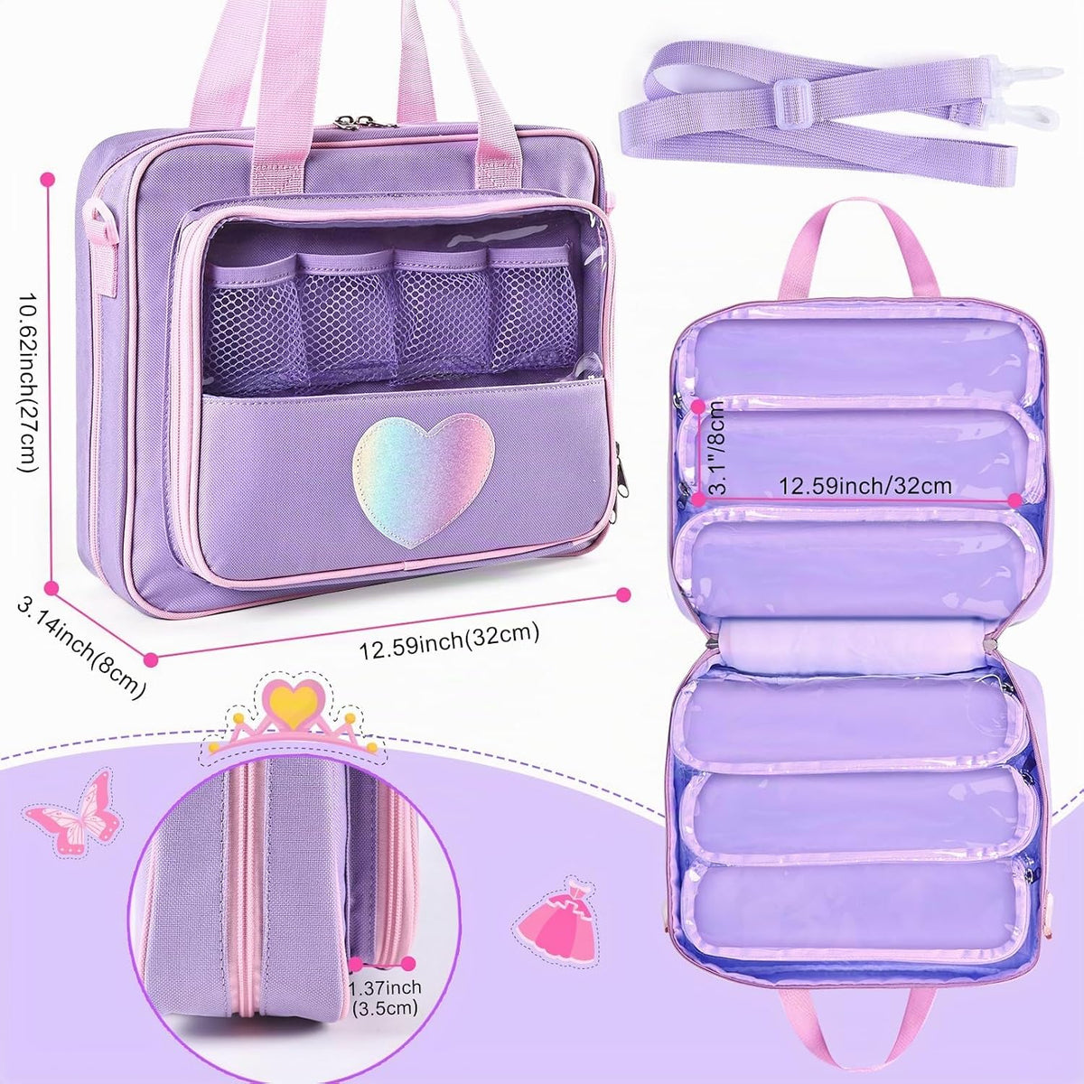Bolsa de transporte para muñecas compatible con muñecas LOL Surprise, bolsa de transporte compatible con muñecas Barbie de 6 a 12 pulgadas, organizador todo en uno para muñecas y