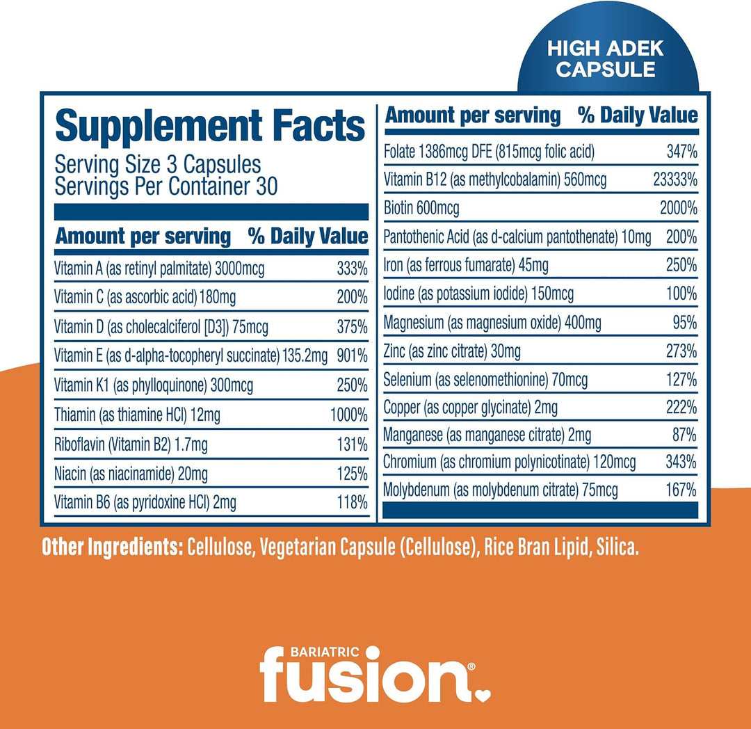 Bariatric Fusion Multivitamínico de alta ADEK con hierro | Multivit...