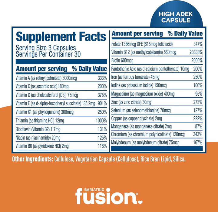 Bariatric Fusion Multivitamínico de alta ADEK con hierro | Multivit...