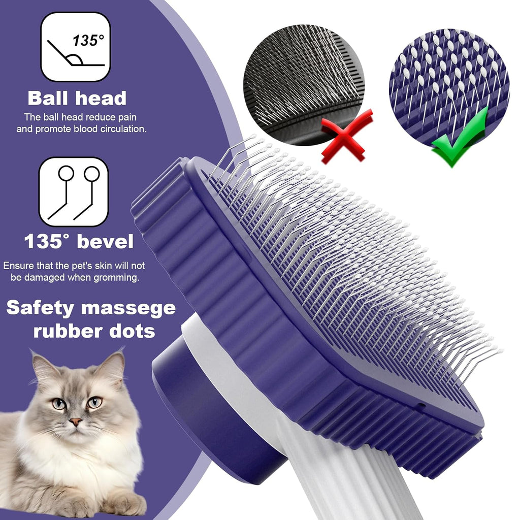Juego de cepillo y removedor de pelo de mascotas para gatos
