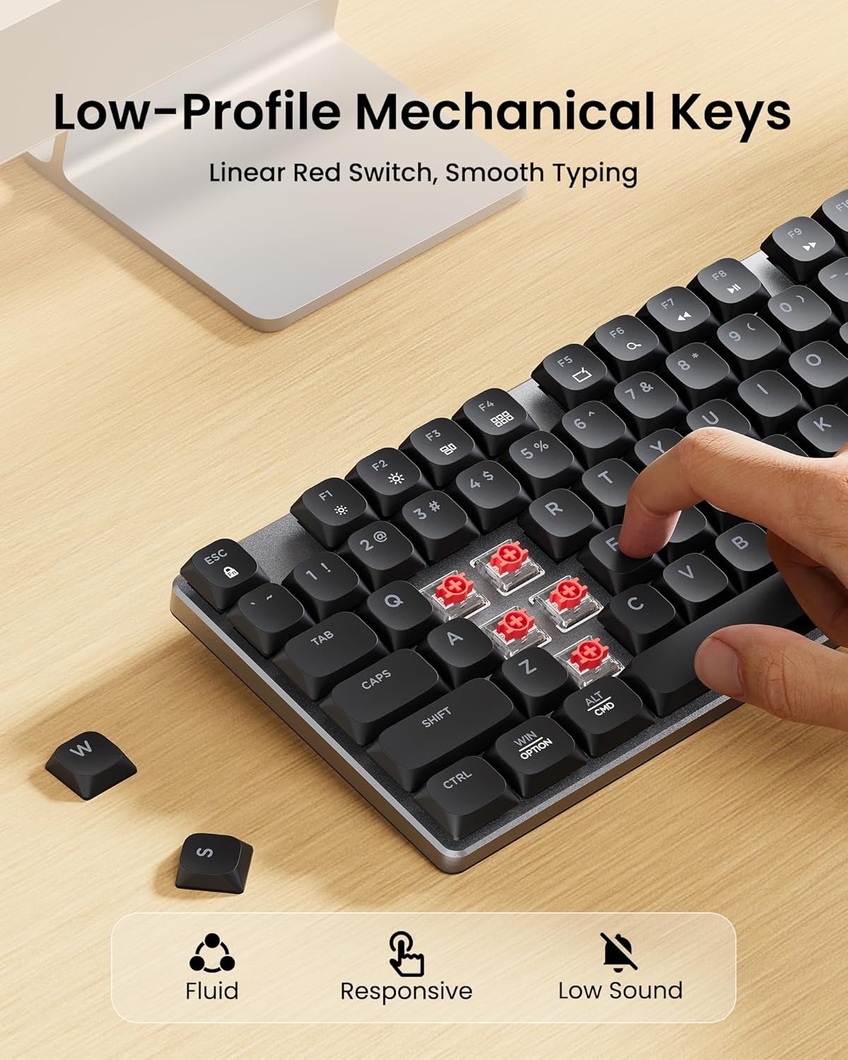 ProtoArc Teclado mecánico Bluetooth retroiluminado K310 Pro, lineal y