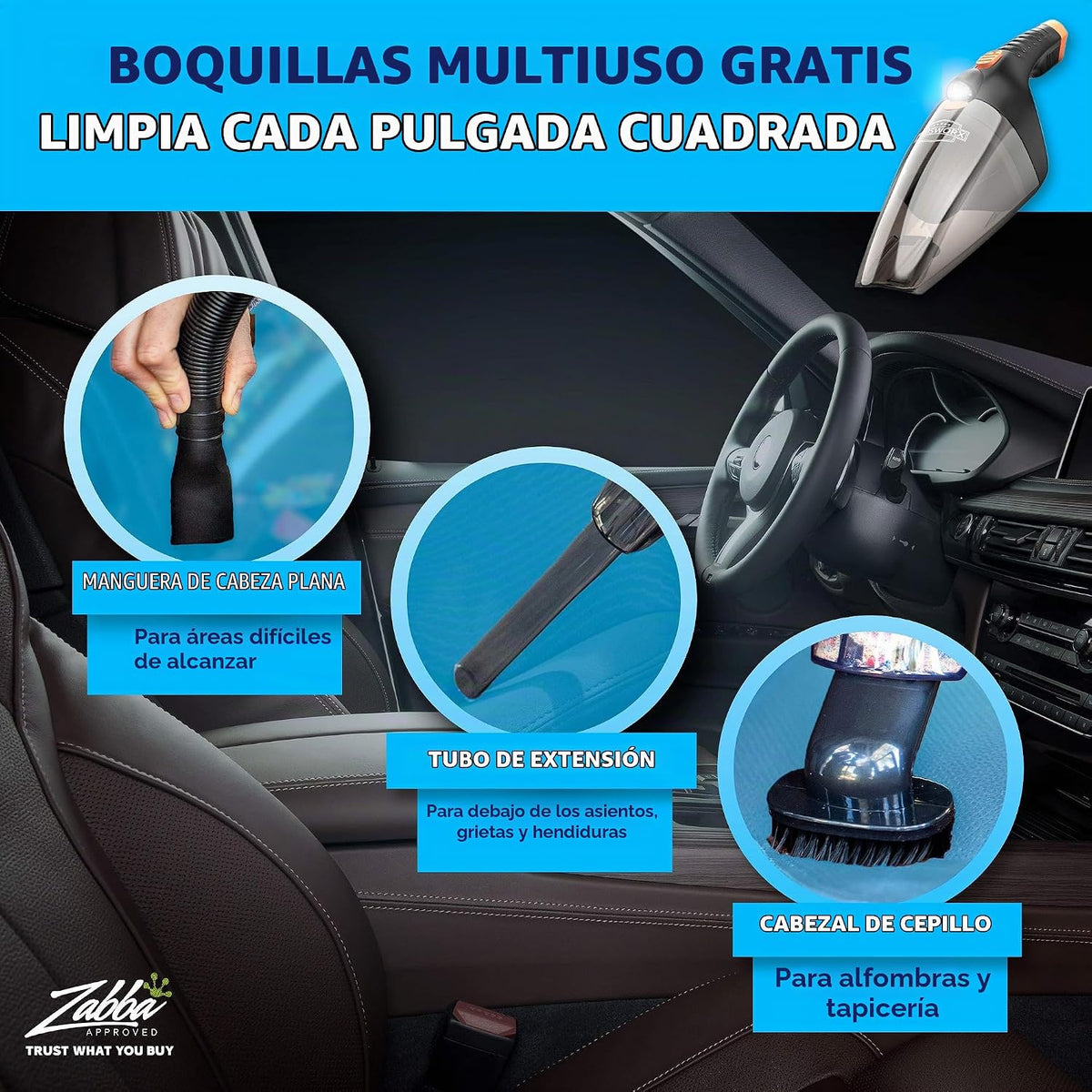 Aspiradora de coche ThisWorx 2.0, mini aspiradoras portátiles de mano