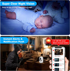 Cloarks Cámara de seguridad panorámica/inclinable 2K, cámaras de interior WiFi para seguridad del hogar con detección de movimiento AI, cámara para mascotas/perros/bebé con aplicación de teléfono