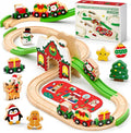 Juego de tren de madera de Navidad para niños, juguetes con manual de instrucciones (idioma español no garantizado), juguetes educativos STEM, regalos de Navidad