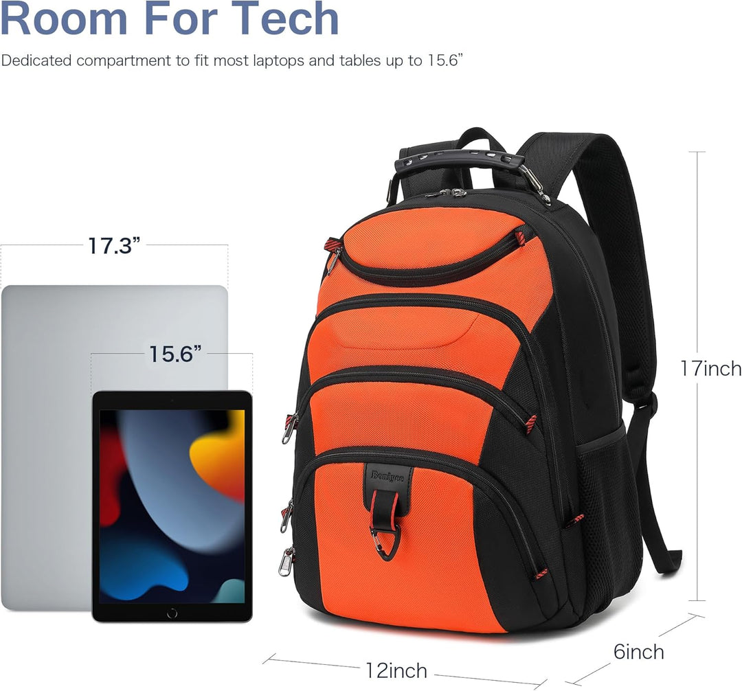 Mochila para laptop Boavan para hombre (Negro, 15.6), Naranja Negro...